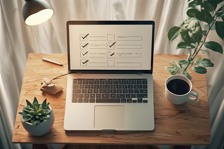 Красиво оформленный список желаний на ноутбуке, ручка и блокнот, ощущение планирования и мечты